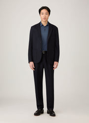 Men's Extra-Fine Merino Polo Shirt in Slate Blue