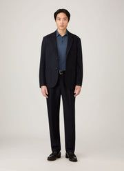 Men's Extra-Fine Merino Knitted Polo Shirt in Slate Blue