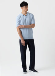 Men's Knit Polo Shirt in Pastel Blue