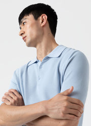 Men's Knit Polo Shirt in Pastel Blue