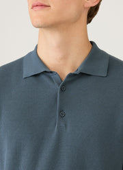Men's Knit Polo Shirt in Slate Blue