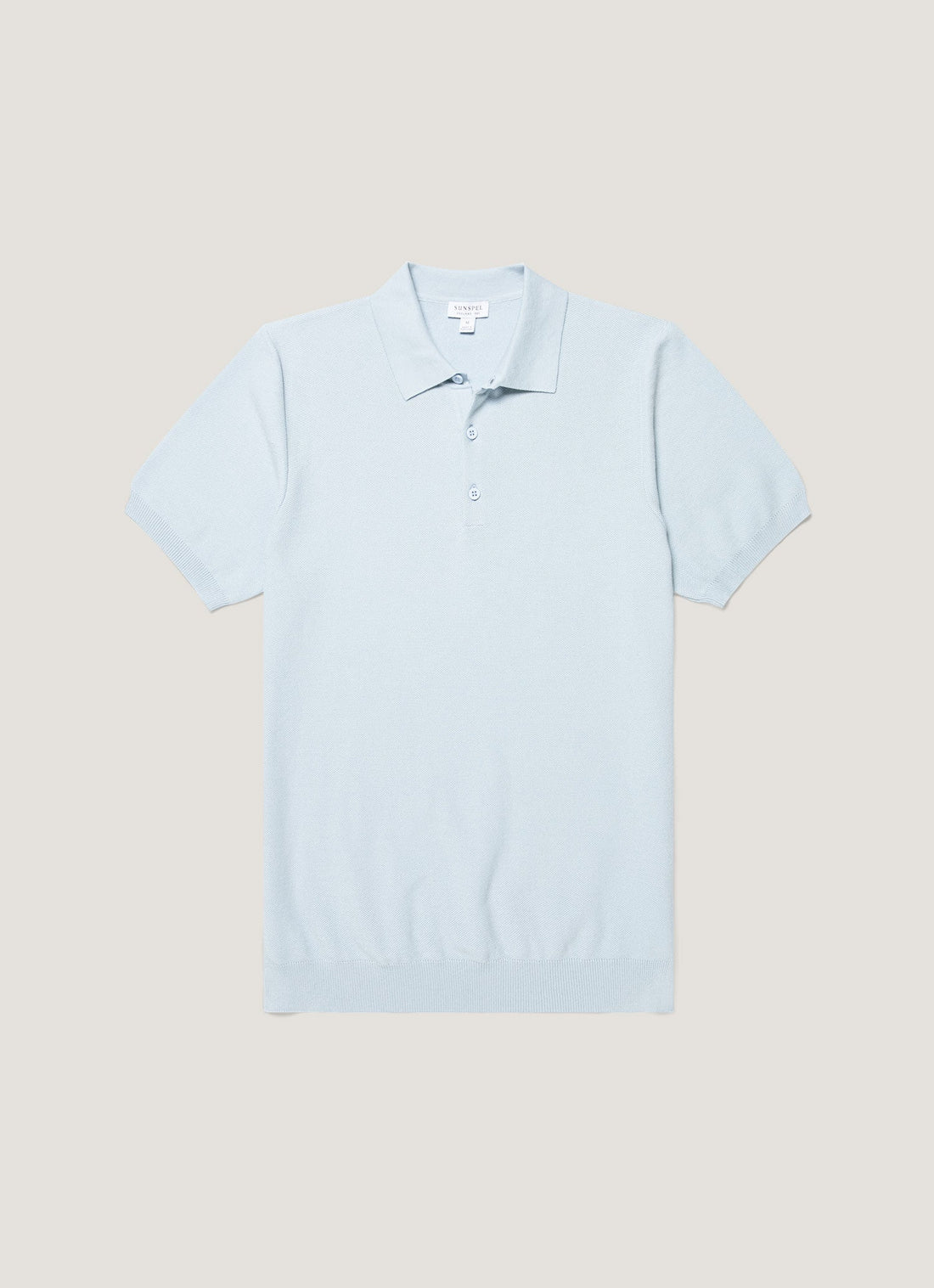 Men's Cotton Knit Polo Shirt in Pastel Blue