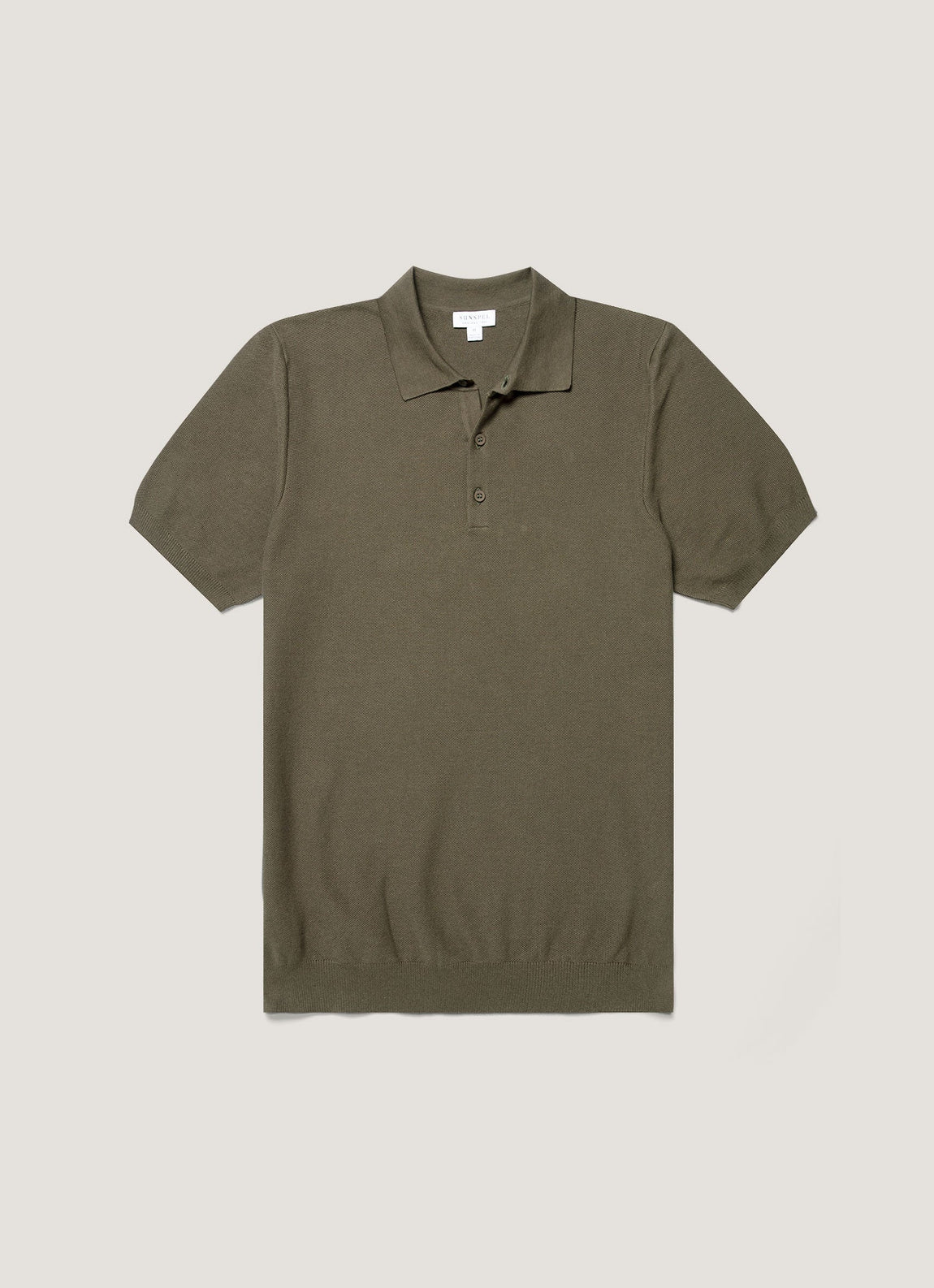 Men's Cotton Knit Polo Shirt in Khaki