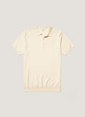 Men's Cotton Knit Polo Shirt in Ecru