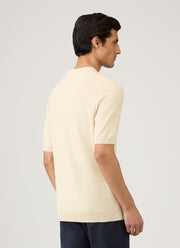 Men's Cotton Knit Polo Shirt in Ecru