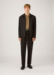 Men's Cotton Knit Polo Shirt in Dark Stone