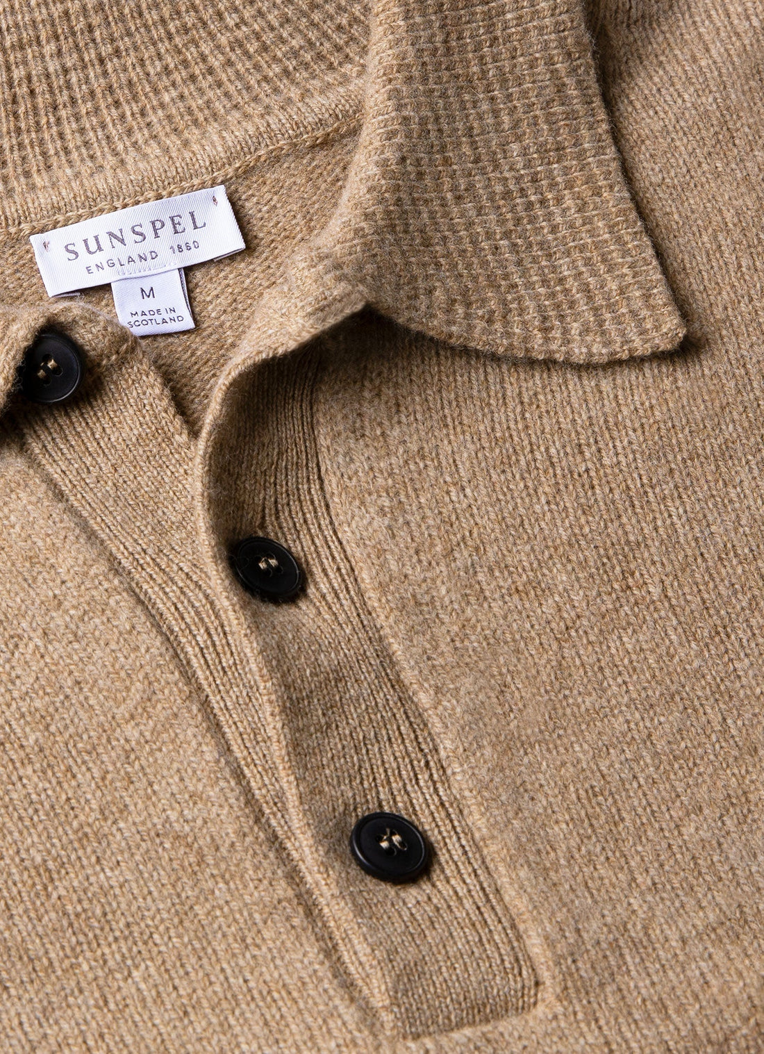 Men's Lambswool Polo Shirt in Sandstone