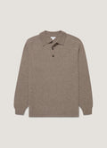 Men's Lambswool Knitted Polo Shirt in Bark