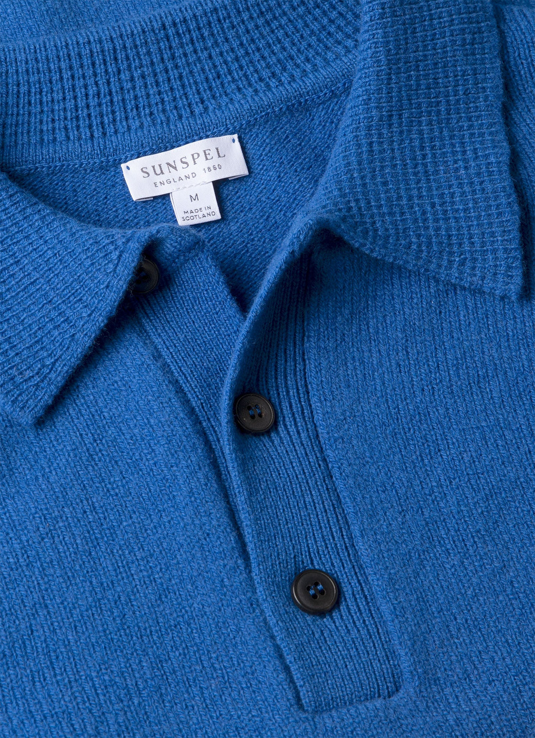 Men's Lambswool Knitted Polo Shirt in Cobalt