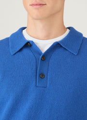 Men's Lambswool Polo Shirt in Cobalt
