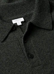 Men's Lambswool Polo Shirt in Dark Green Twist