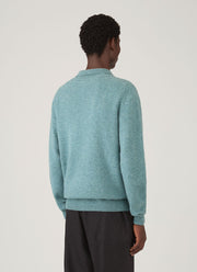 Men's Lambswool Polo Shirt in Steel Green