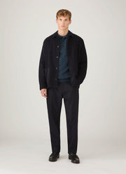 Men's Lambswool Polo Shirt in Dark Petrol Twist