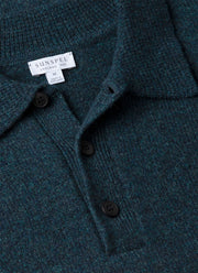 Men's Lambswool Polo Shirt in Dark Petrol Twist