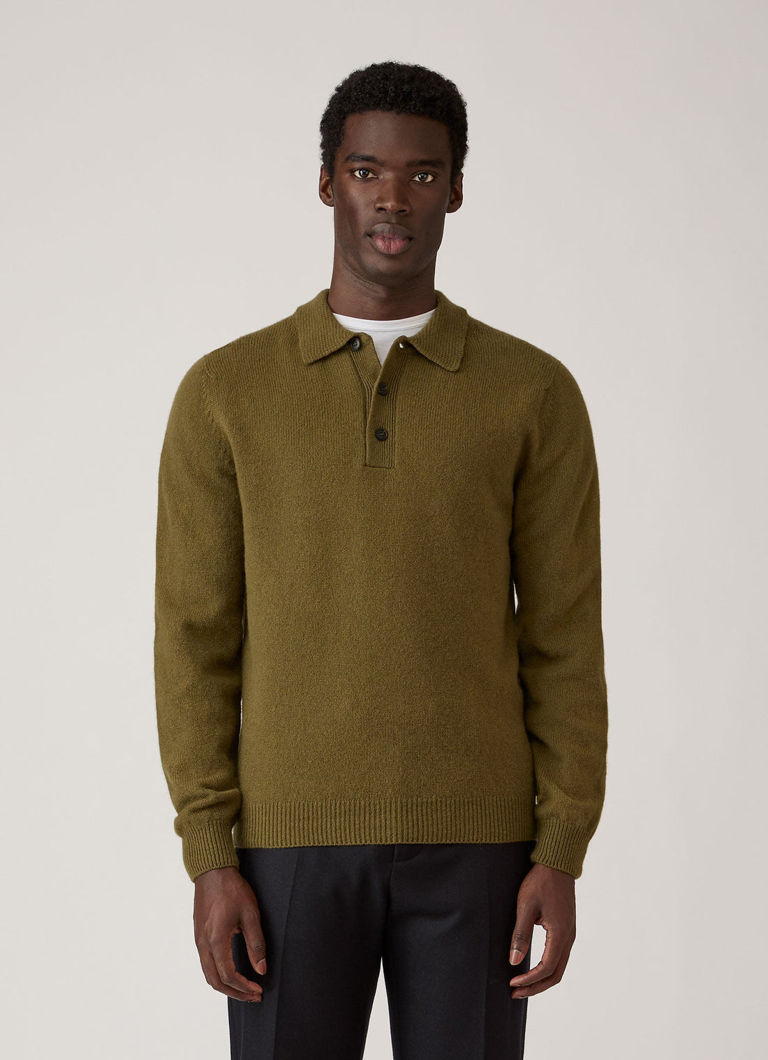 Men's Lambswool Knitted Polo Shirt in Uniform