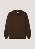 Men's Lambswool Knitted Polo Shirt in Loden Green Twist