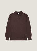 Men's Sea Island Cashmere Knitted Polo in Dark Chocolate