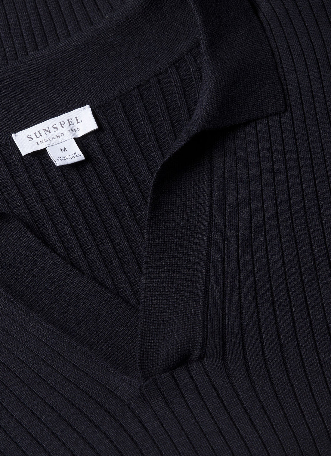 Men's Fine Rib Silk Cotton Polo in Navy