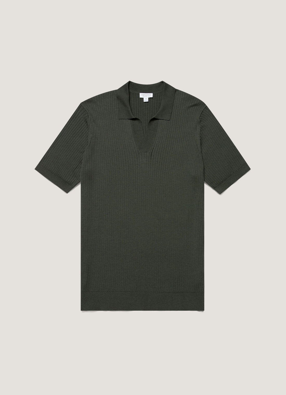 Men's Fine Rib Silk Cotton Polo in Dusk Green
