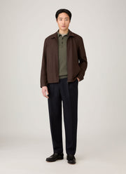 Men's Cashmere Knitted Polo Shirt in Khaki