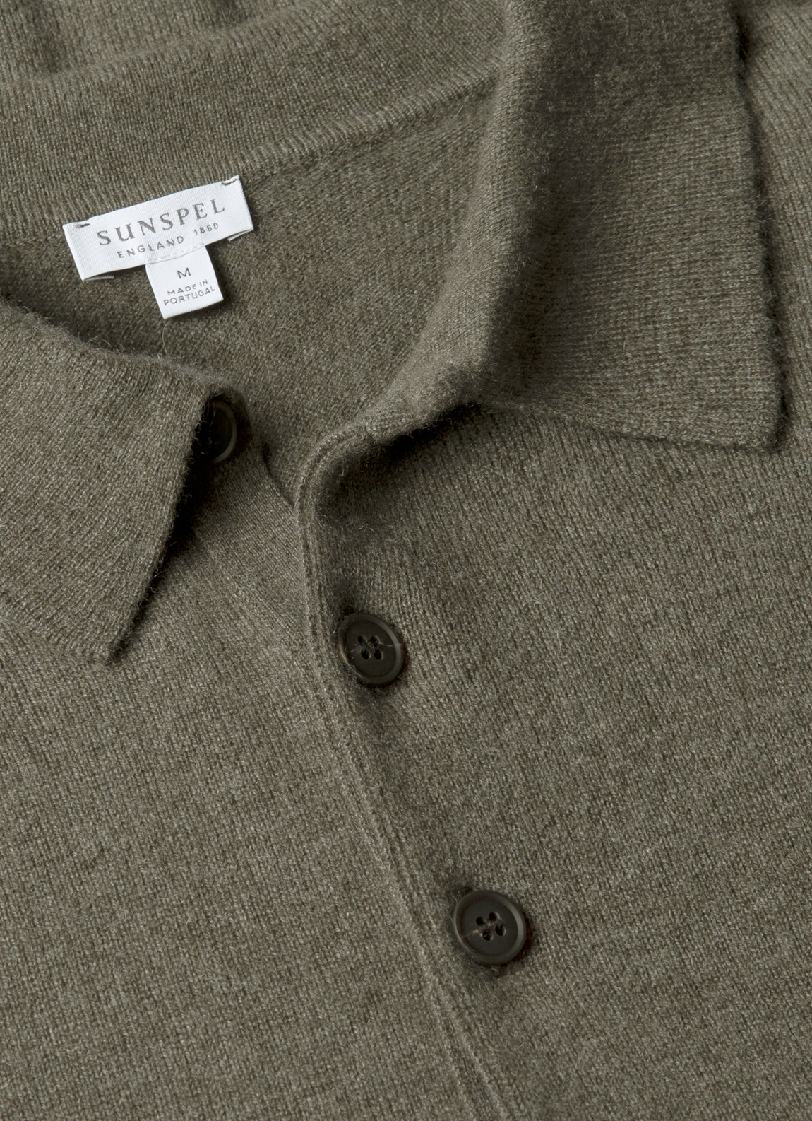 Men's Cashmere Knitted Polo Shirt in Khaki
