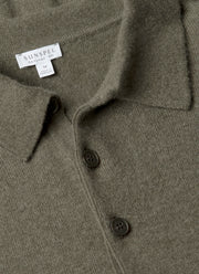 Men's Cashmere Knitted Polo Shirt in Khaki