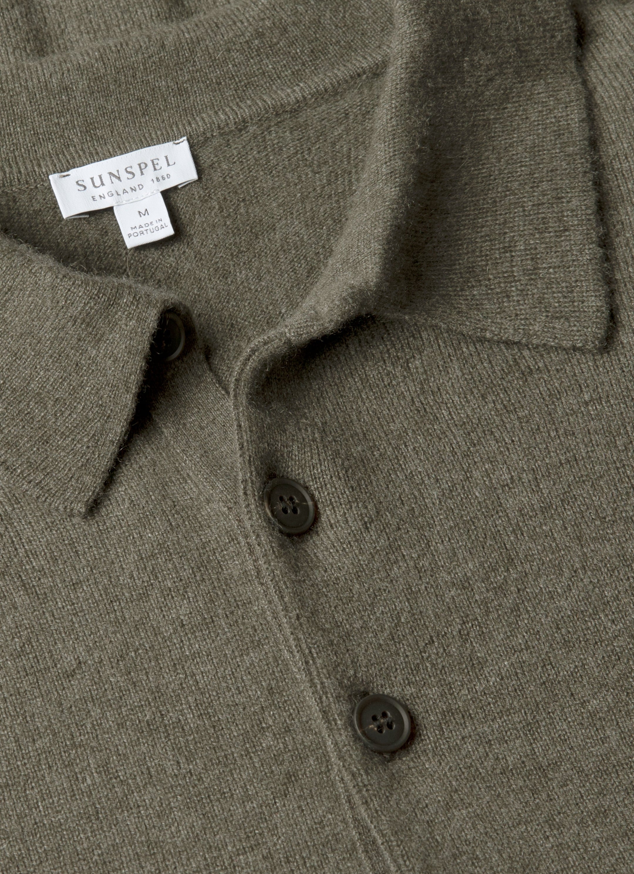 Men's Cashmere Knitted Polo Shirt in Khaki
