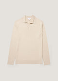Men's Long Sleeve Fine Rib Silk Cotton Polo in Hazelwood