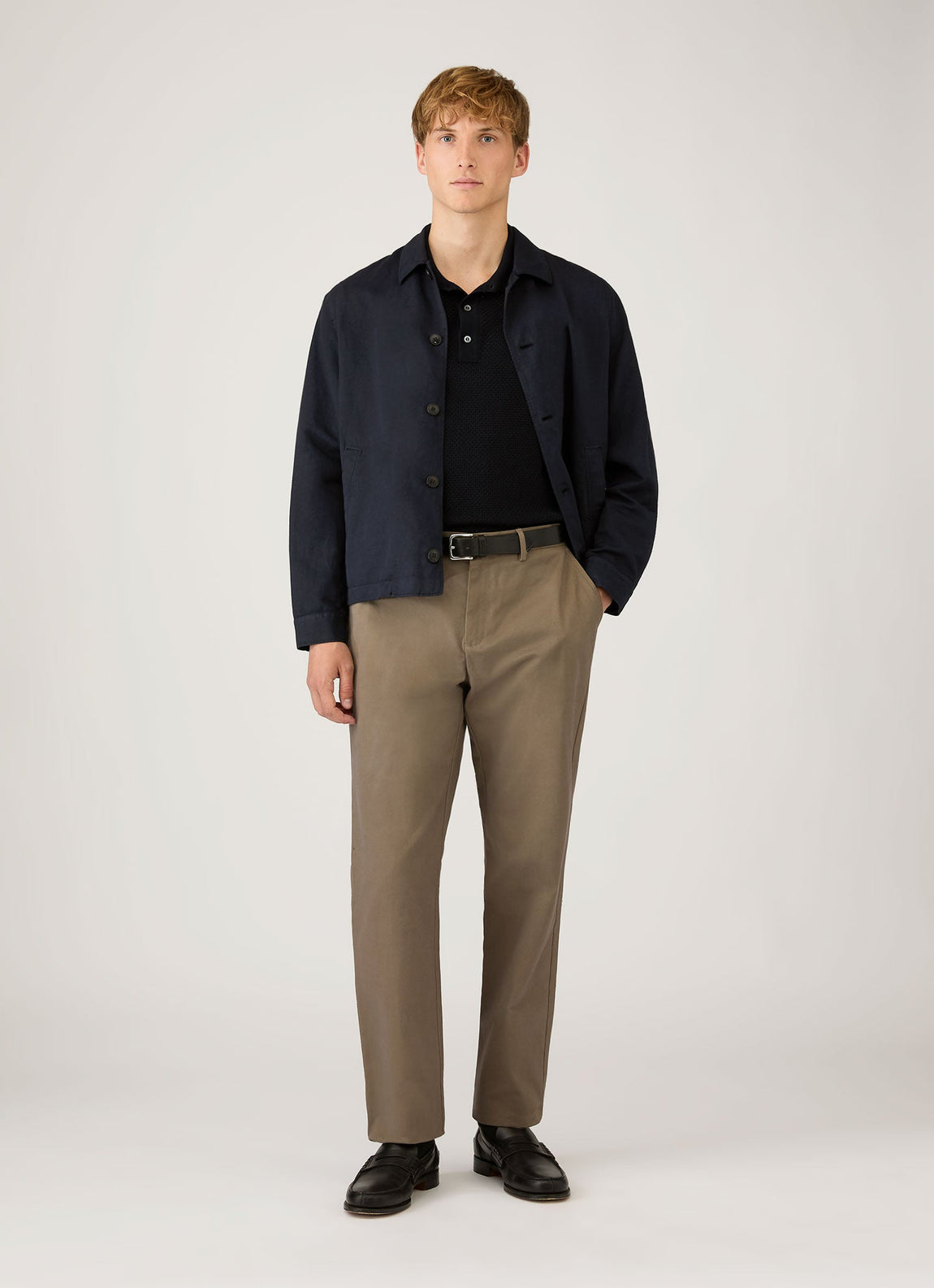 Men's Cotton Mesh Polo Shirt in Navy