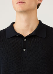 Men's Cotton Mesh Polo Shirt in Navy