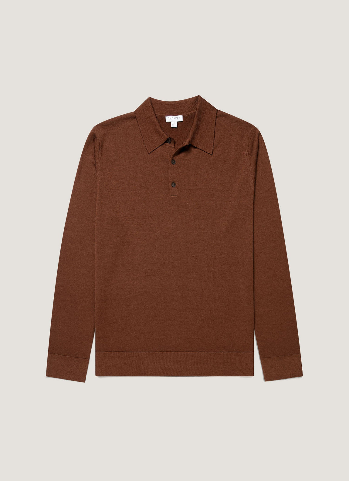 Men's Extra-Fine Merino Knitted Polo Shirt in Chestnut