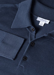 Men's Extra-Fine Merino Knitted Polo Shirt in Slate Blue