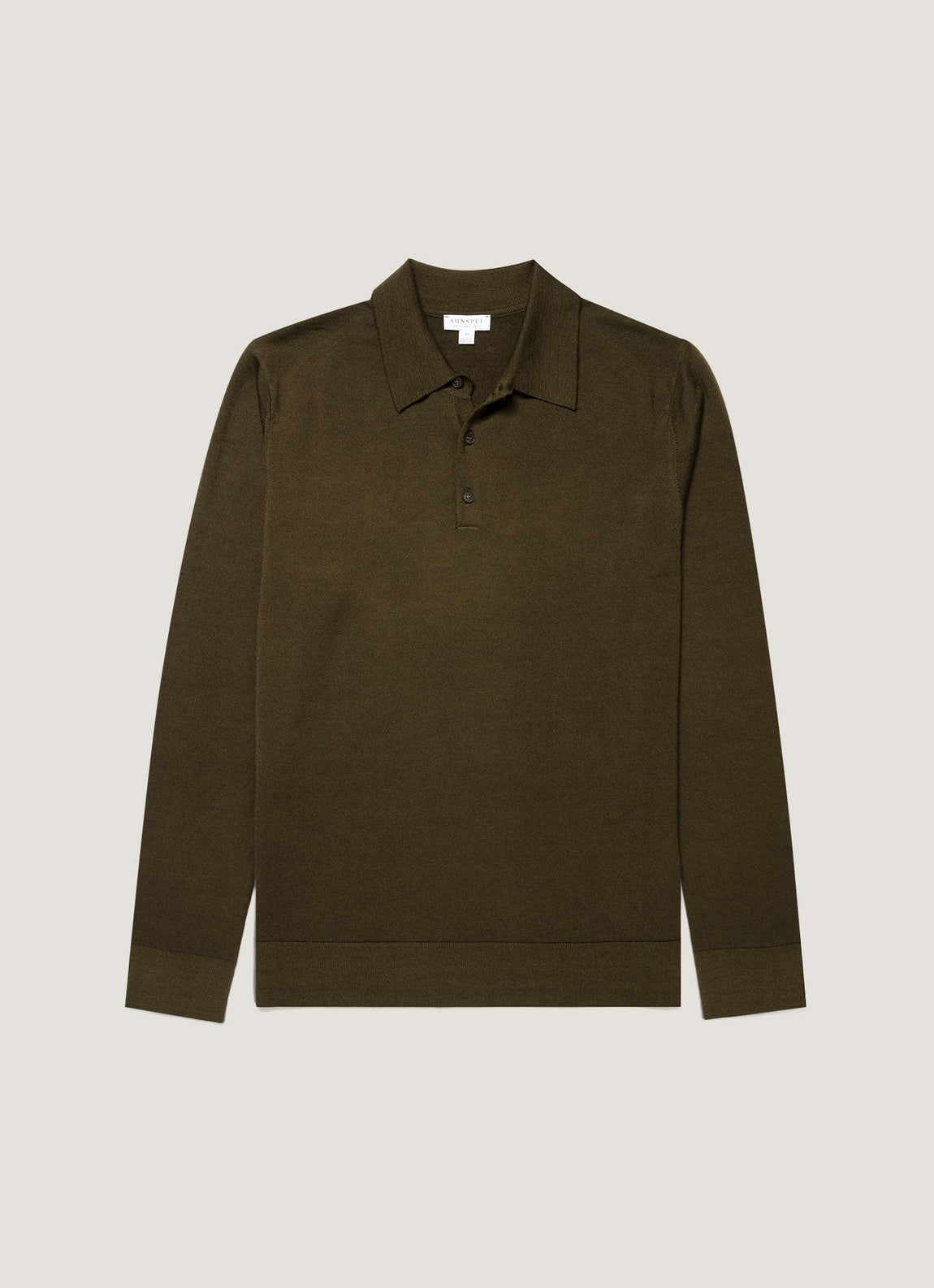 Men's Extra-Fine Merino Knitted Polo Shirt in Loden Green