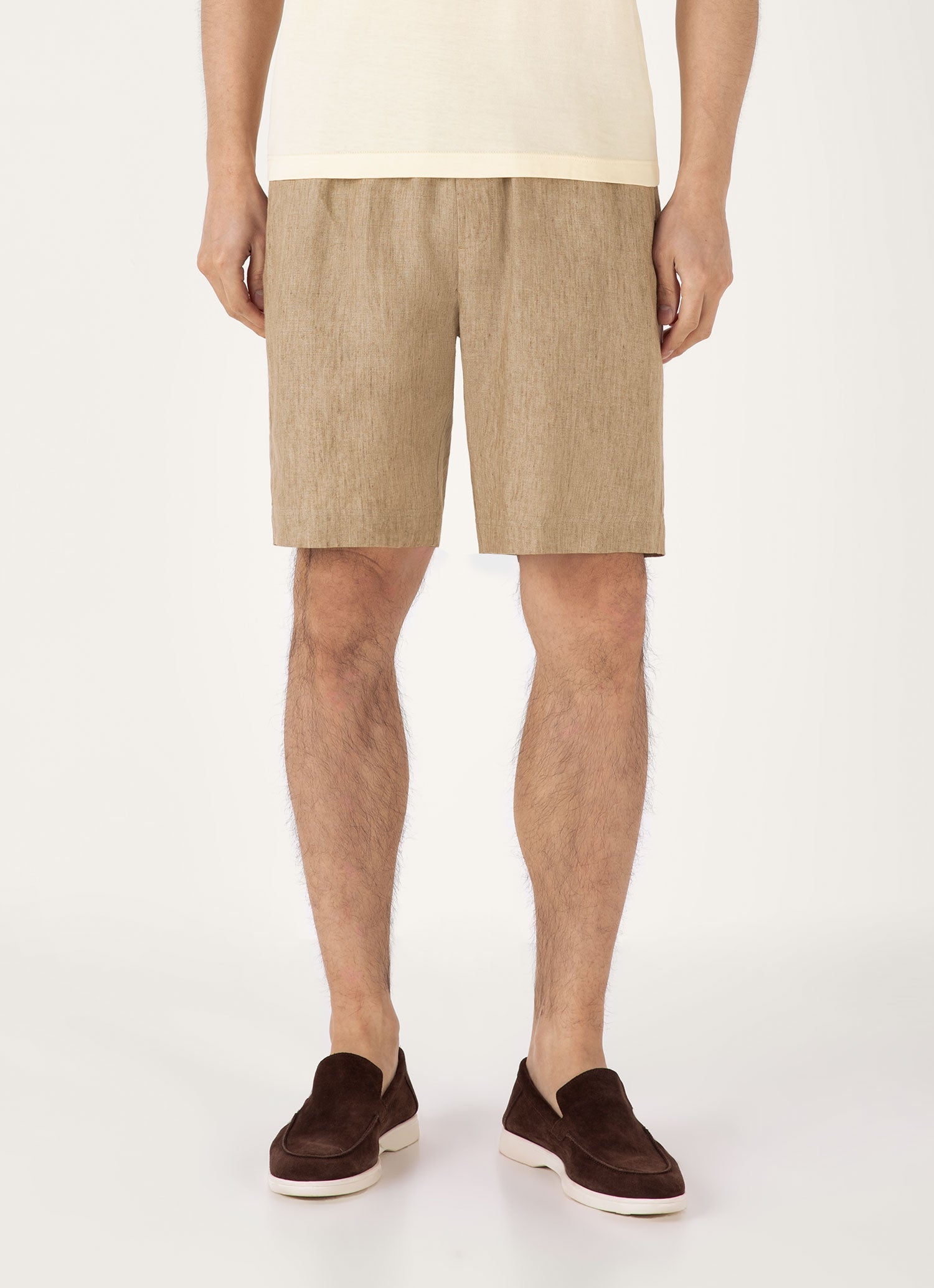 Men's Linen Drawstring Short in Dune Melange