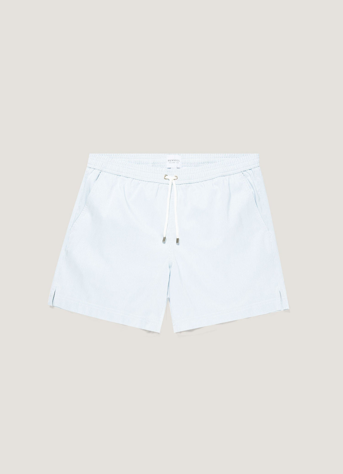 Men's Drawstring Swim Shorts in Sky Blue/White