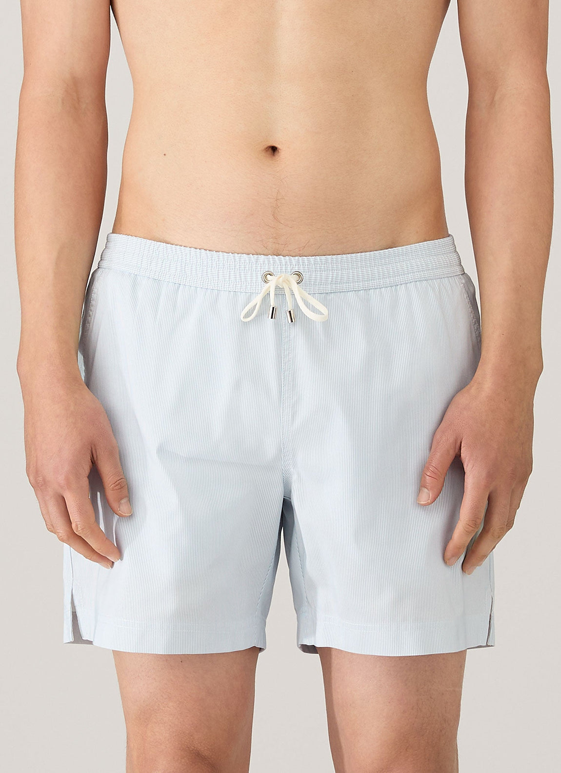 Men's Drawstring Swim Shorts in Sky Blue/White