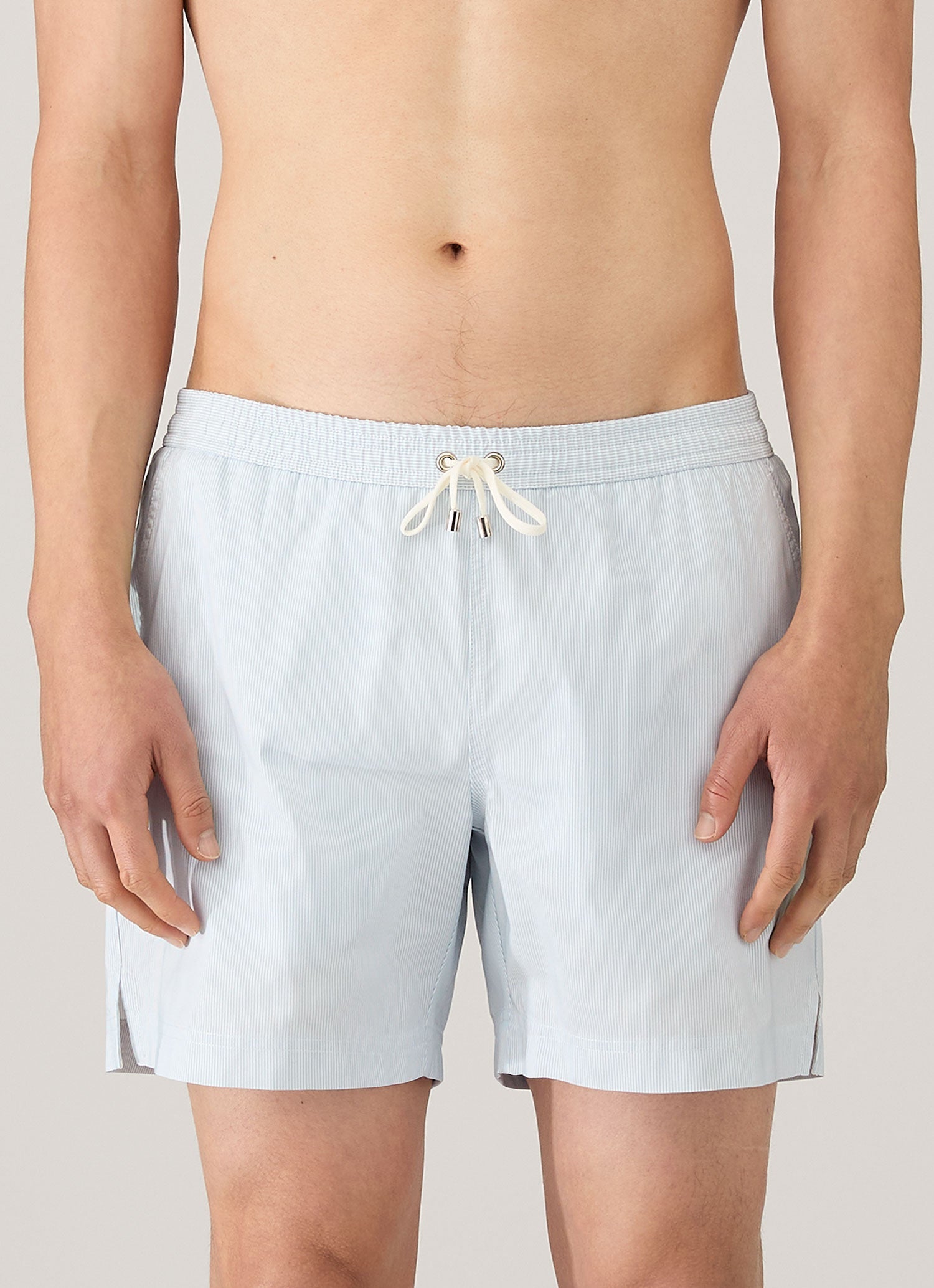 Men's Drawstring Swim Shorts in Sky Blue/White