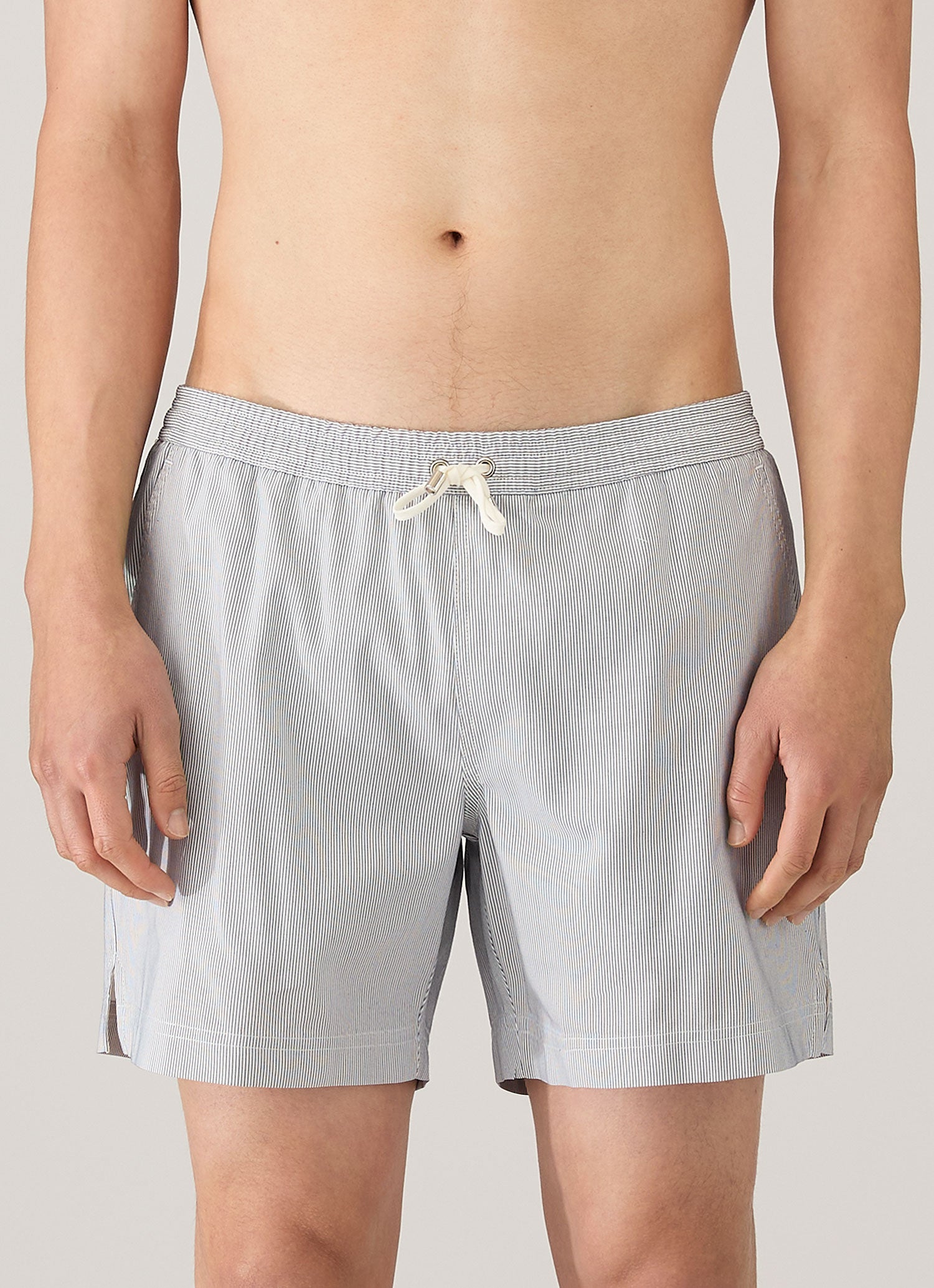 Men's Drawstring Swim Shorts in Navy/White
