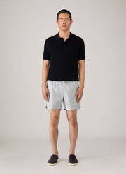 Men's Drawstring Swim Shorts in Navy/White