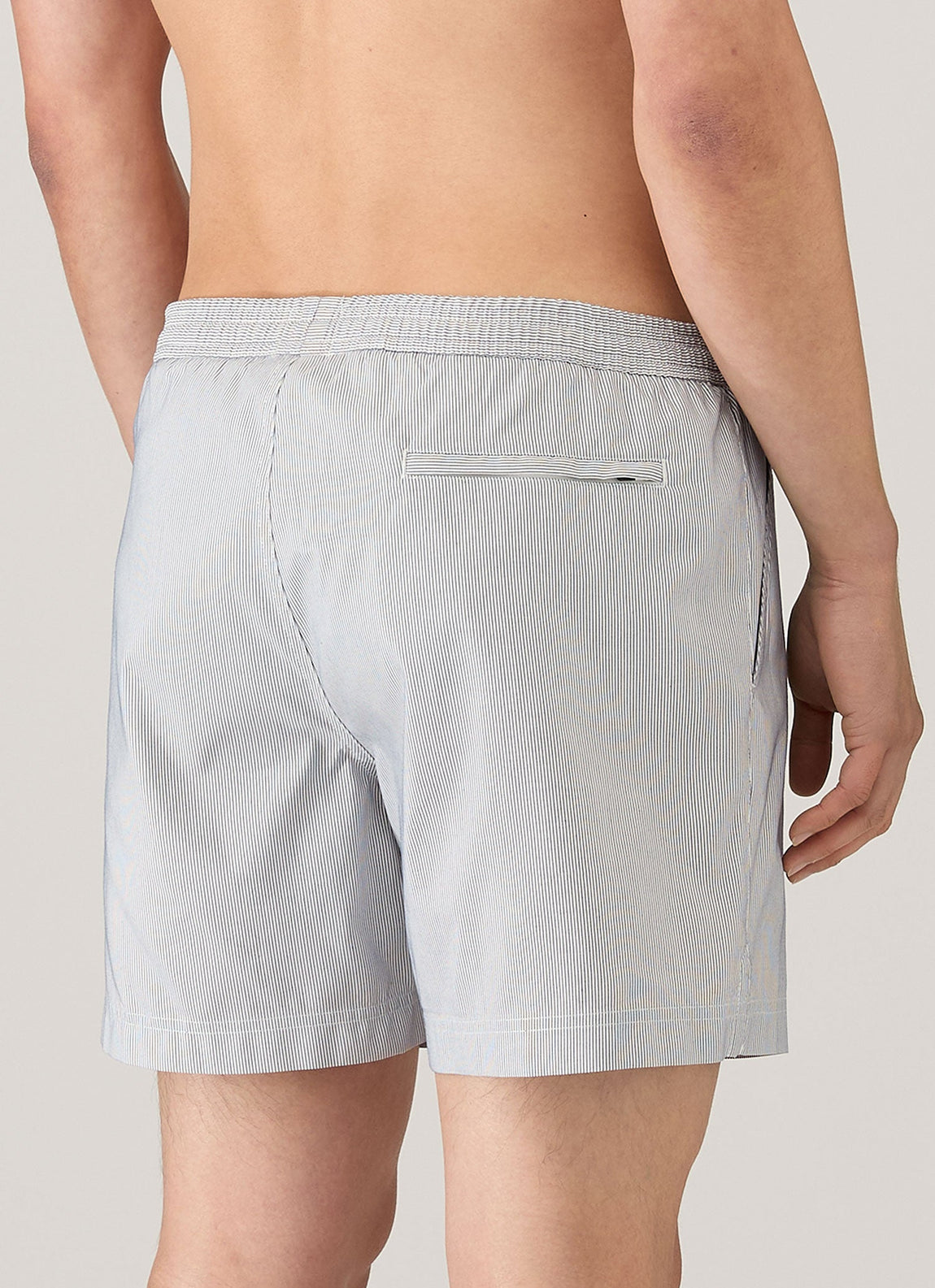 Men's Drawstring Swim Shorts in Navy/White