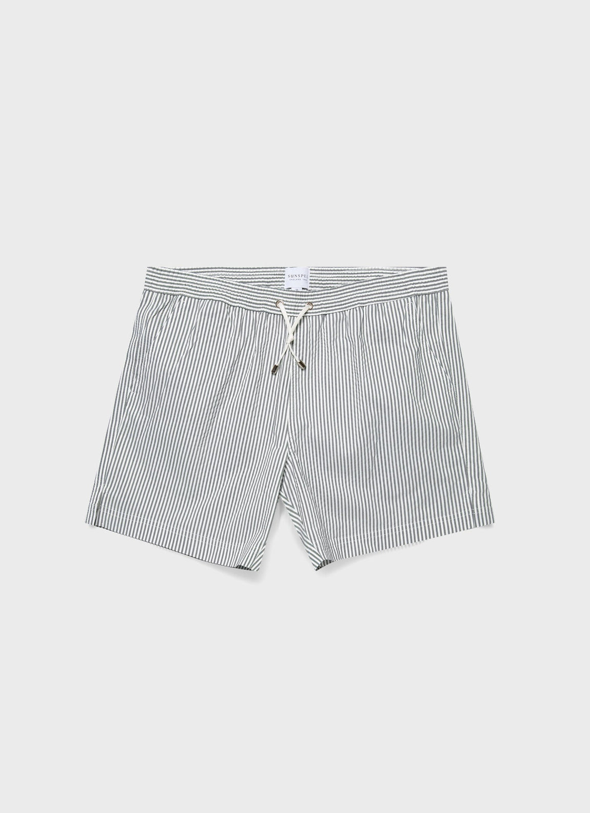 Men's Drawstring Swim Shorts in Dusk Green/White