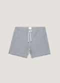 Men's Seersucker Swim Shorts in Navy/White