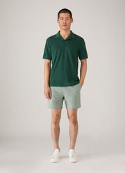 Men's Seersucker Swim Shorts in Bright Green/White