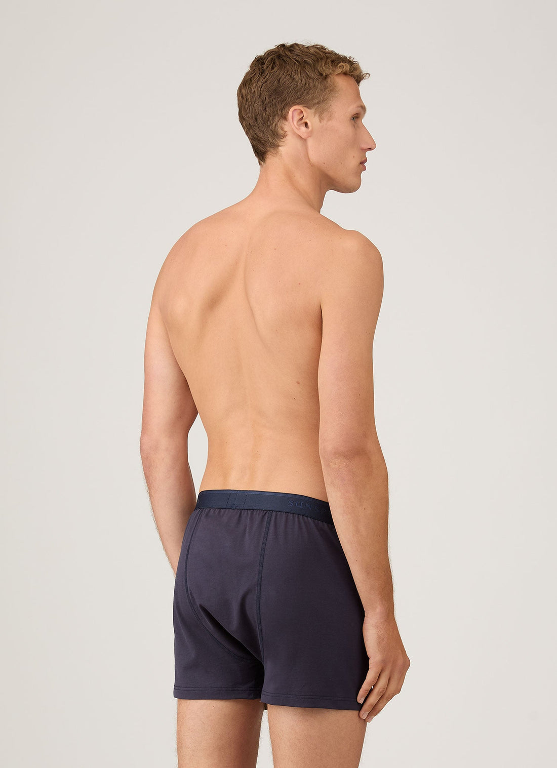 Men's Superfine Cotton One-Button Boxer Short in Navy