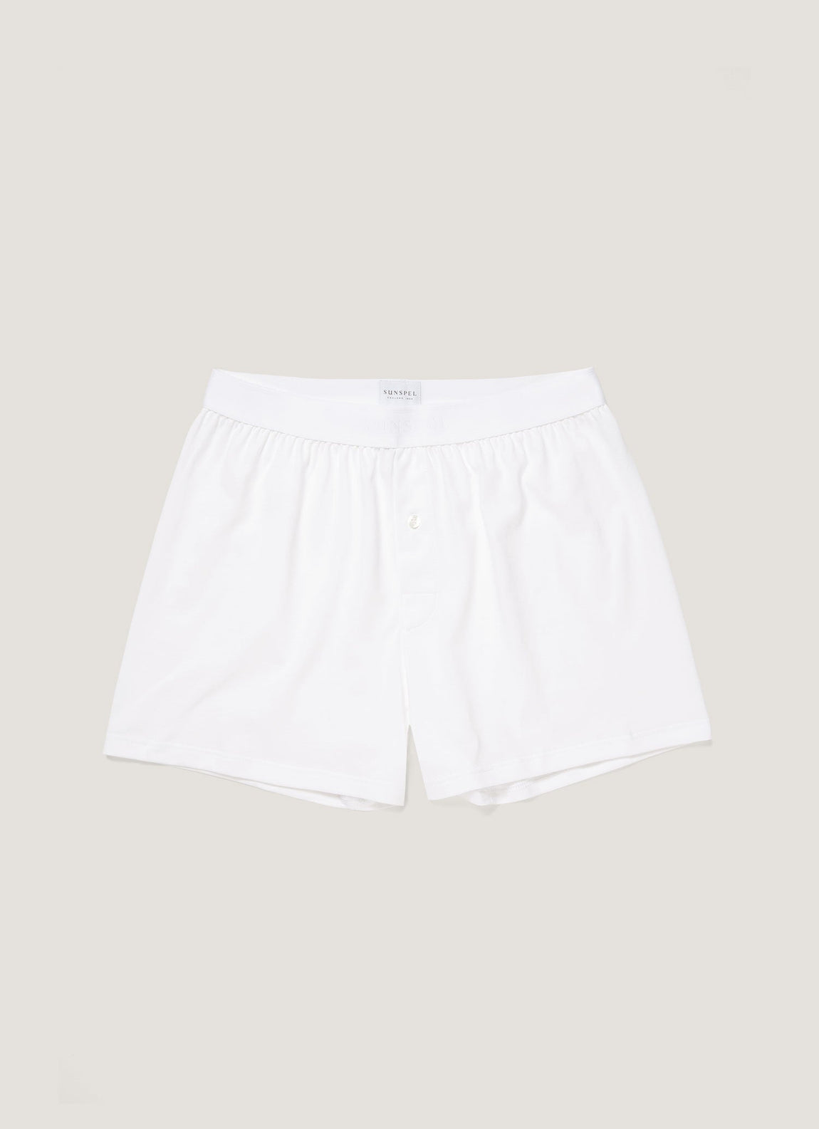 Men's Superfine Cotton One-Button Boxer Short in White