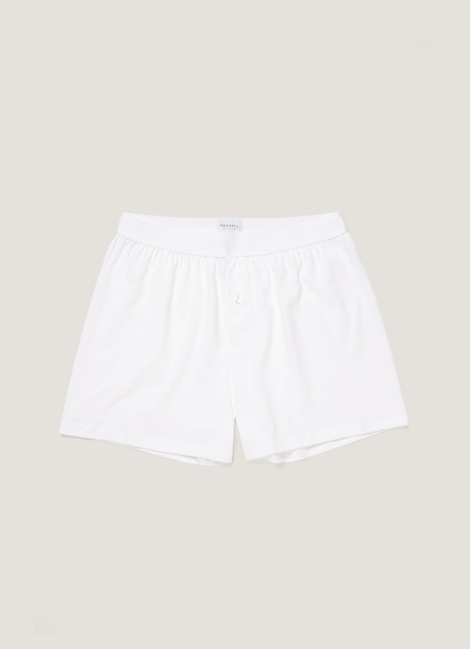 Men's Superfine Cotton One-Button Boxer Short in White