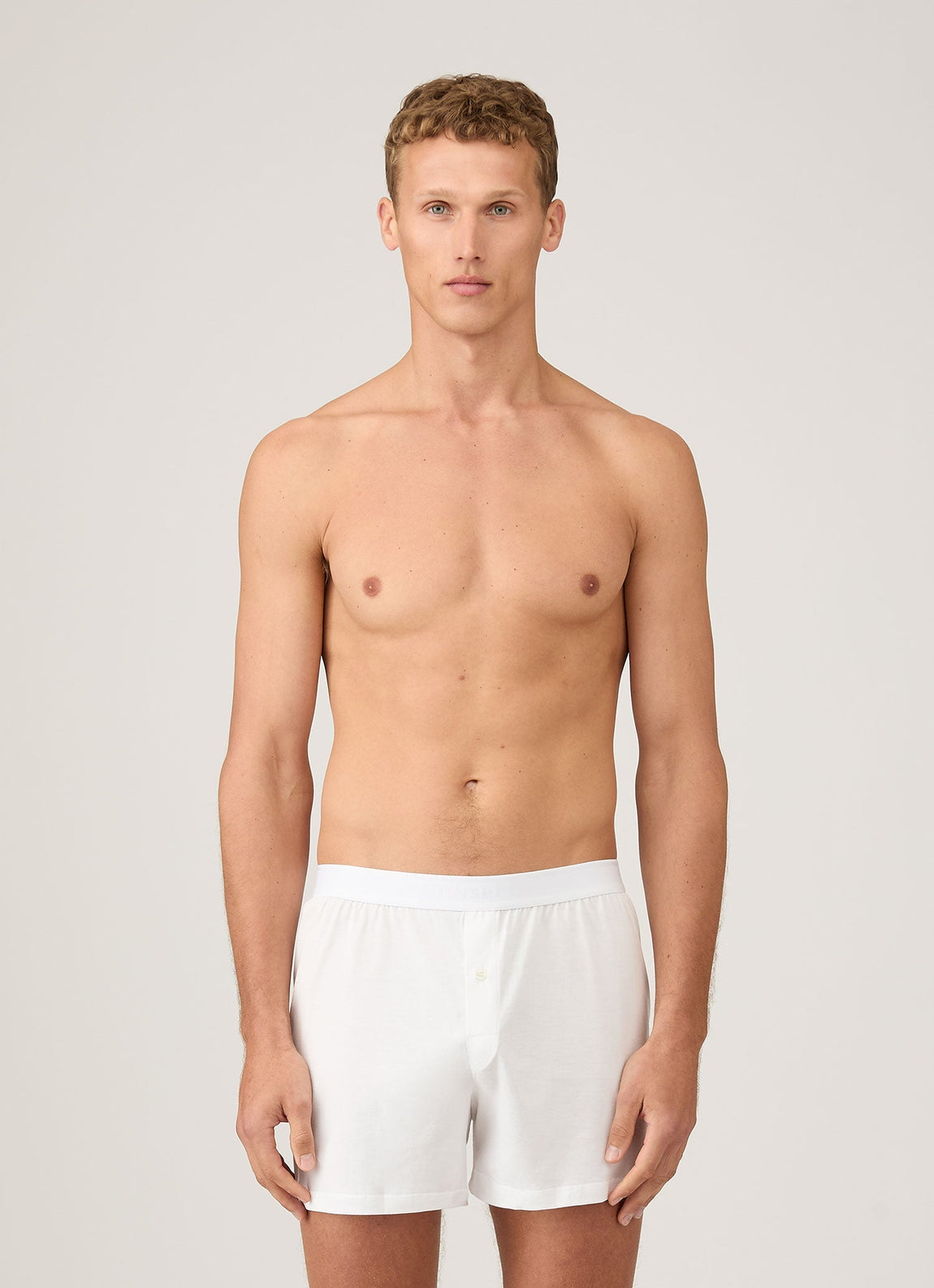 Men's Superfine Cotton One-Button Boxer Short in White