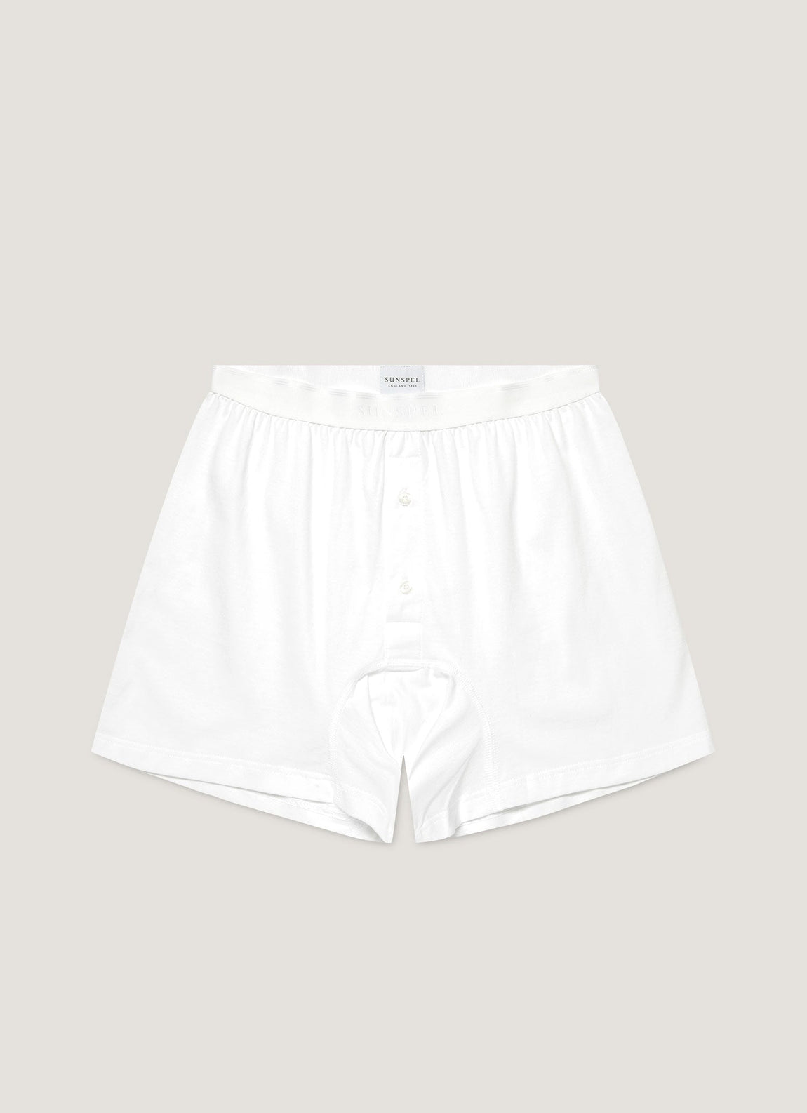 Men's Superfine Cotton Two-Button Boxer Briefs in White