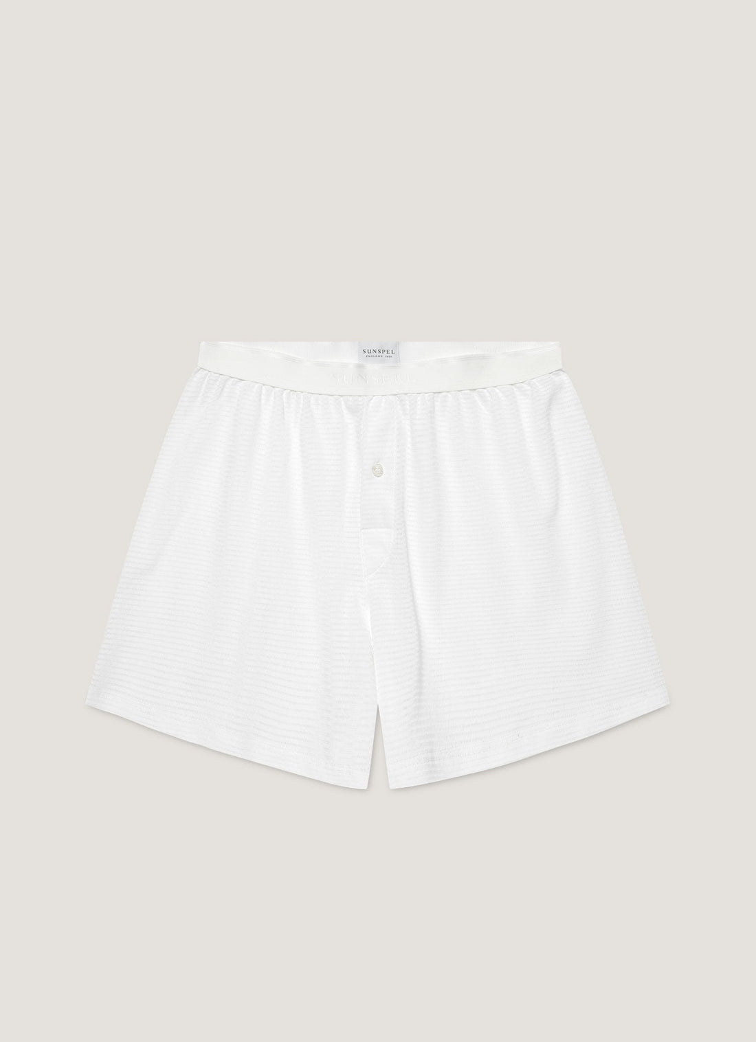 Men's Cellular Cotton One-Button Boxer Short in White