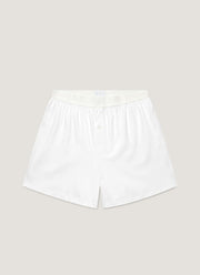 Men's Sea Island Cotton One-Button Boxer Short in White
